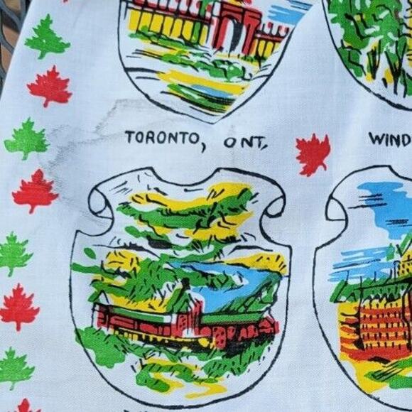 Vintage An Original Yucca Print Cactus Cloth (?) Half Apron Canada Souvenir Map - Picture 8 of 8